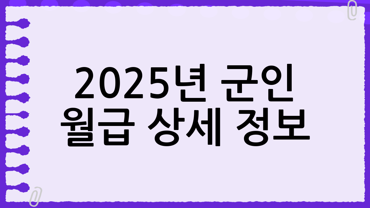 2025년 군인 월급 상세 정보: 병사, 간부 급여, 확인 방법 완벽 정리