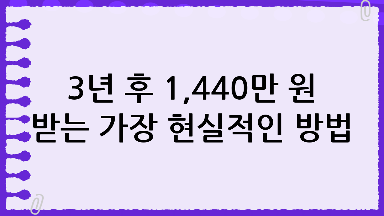 3년 후 1,440만 원 받는 가장 현실적인 방법? 2025 청년내일저축계좌 완벽 분석!