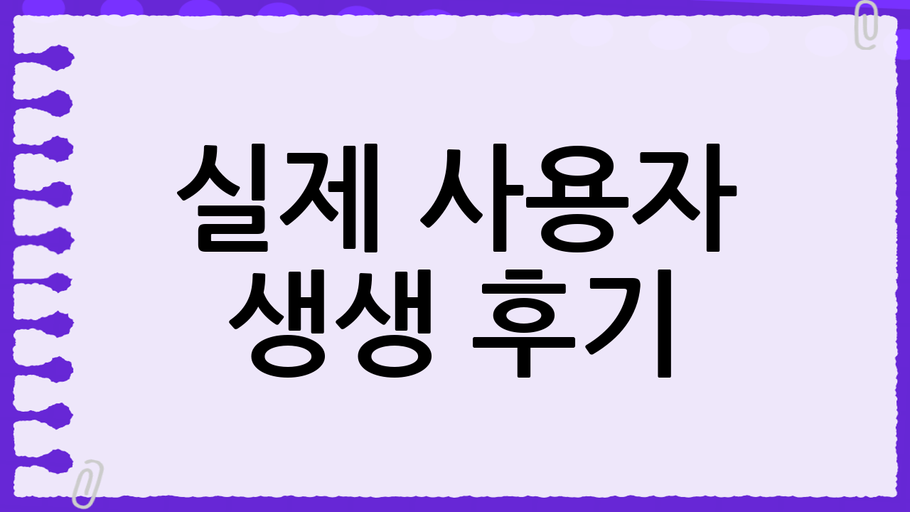 실제 사용자 생생 후기