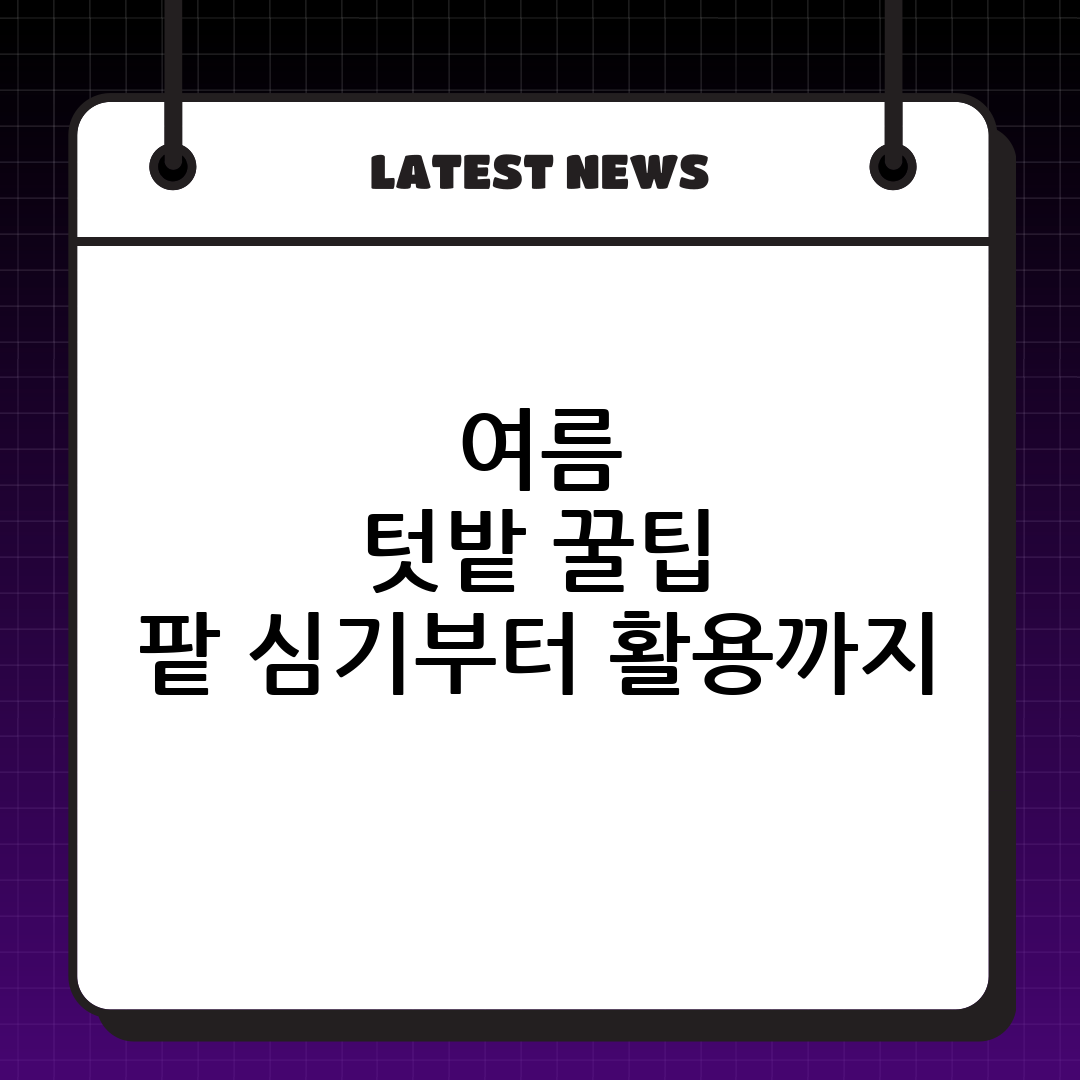 여름 텃밭 가이드: 팥 심는 시기, 재배법, 효능, 활용법 완벽 정리